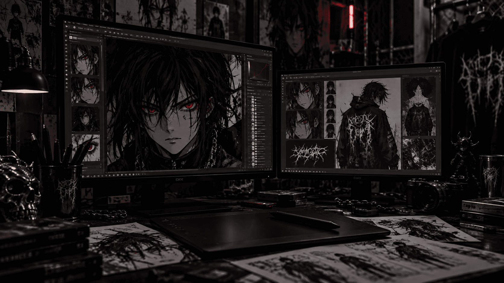 KHAOTIC artwork on a design workstation